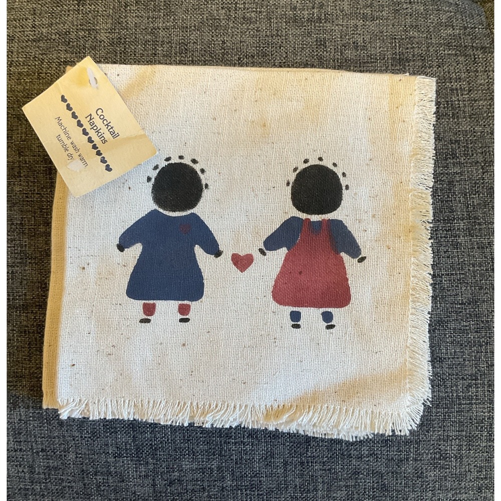 Alice's Country Cottage Cocktail Napkins 6 Pack Primitive Farmhouse Folk Art NEW